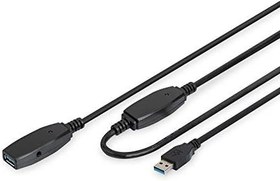 Resim DIGITUS Aktif USB 3.0 Uzatma Kablosu - 10 m - 5 Gbps Aktarım Hızı - Tak ve Çalıştır - Hotswap - LED Fonksiyon Göstergesi - Siyah 