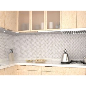 Resim TUQCO Doğaltaş Fileli Herringbone Golden Eskitme Mermer Mozaik 