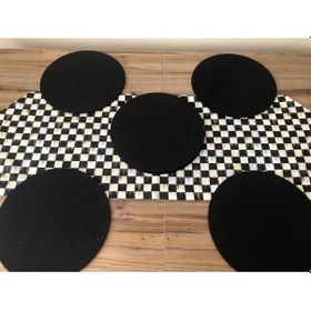 Resim Yağlı Boya Dama Desenli Runner & Supla Çok Renkli 