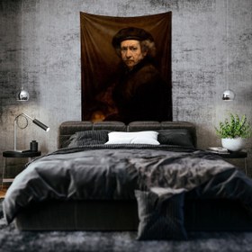 Resim Self-Portrait with Beret and Turned-Up Collar Duvar Örtüsü - 100 cm x 135 cm 