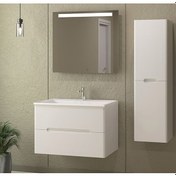 Resim Duarıno 80 Cm Beyaz Led Aynalı Banyo Dolap Takımı 