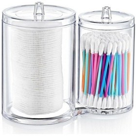 Resim İkiz Pamukluk Organizer Şeffaf Makyaj Düzenleyici Şeffaf 