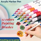 Resim 12 Parlak Renk Akrilik Boya Kalemleri - Kesin Kontrol için Yumuşak ve Esnek Uçlar Seramik, Cam, İmza, Plastik, Ayakkabı, Taşlar ve Çeşitli Malzemelerde Kullanılabilir 