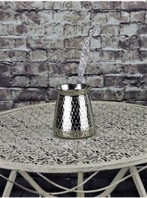 Resim Kalın Nikelli Petek İşlemeli Bakır Cezve 4 Fincanlık 