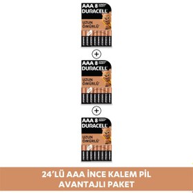 Resim Duracell LR03/MN2400 AAA Kartela İnce Kalem Pil 24'lü 