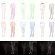 Resim 1 Çift Kadın Fileli Külotlu Çorap, Seksi Siyah File Desenli, Yüksek Belli Naylon Spandex Karışımı, Örme Kumaş Çorap, Düz Renk, Sadece Elde Yıkama 