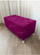 Resim Lüks Sandıklı Kapitone Puf Bench Ayakucu Koltuk Mor 