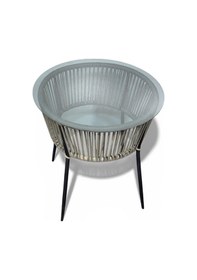 Resim Alchair Krem Rattan Krem Minderli Bahçe Takımı 