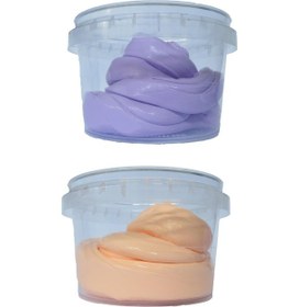 Resim Ele Yapışmayan Mor-turuncu Slime 2 Li Pofuduk Slaym Oyun Hamuru 
