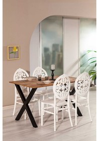 Resim Matrix Maxima Açık Ceviz / Venüs Mutfak Masa Takımı - Beyaz 