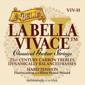 Resim La Bella Vıv-h Vivace Karbon Klasik Gitar Teli Üst Segment - Hard Tension Vivace Karbon Tizler, Gümüş Kaplama Baslar, Yüksek Gerilim, Güçlü Ve Parlak Ses Projeksiyonu Uyum: Tüm Standart Klasik Gitarlar 