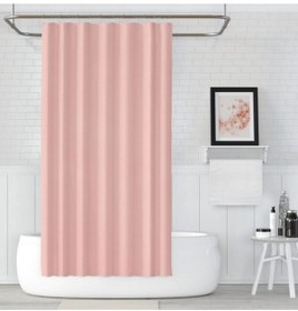 Resim Pembe Banyo Perdesi 180x200 Duş Perdesi Tek Kanat Pudra CHalkalı Pudra 