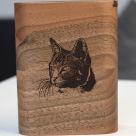Resim Artus Mobilya ve Dekorasyon Ahşap Slide Kapaklı Kedi Desenli Kısa Sigara Tabakası Sigara Kutusu 