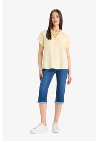 Resim DeFacto Regular Fit Basic Düz Viskon Kısa Kollu Gömlek N7819AZ25SPYL155 