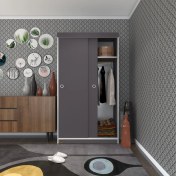 Resim Kenzlife gardırop sürgülü kapaklı kapılı karanfil100 gri gardolap dolap 