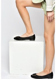 Resim Fox Shoes P726776304 Siyah Saten Kumaş Kadın Babet Siyah 