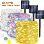Resim LEDOR 1-Pack Güneş Dizisi Işıkları Dış Mekan, 300/200/100/50 LED, Su Geçirmez, 8 Aydınlatma Modu, Bakır Tel, Metal, Film Teması, Düğme/Anahtar Kontrolü, Sarı Işık, Güneş Şarjı, Nikel Pil, Zamanlayıcı Özelliği, Ağaç Bahçe Patio Parti Noel - Sıcak Beyaz/Renk/Beyaz 