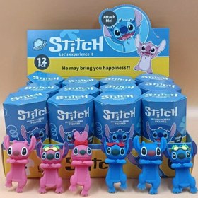 Resim 12 adet Stitch Blind Box Figürü - Telefonlar, Dizüstü Bilgisayarlar ve Daha Fazlası için Sevimli Karikatür Vinil Süsler, Yüksek Parlaklık, Tek Kullanımlık, Dikdörtgen Şekil, Resmi Lisanslı, Sevimli Aksesuarlar 