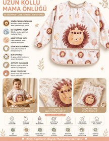 Resim DYZSTAR Lion Serisi Su Geçirmez Uzun Kollu Bebek Mama Önlüğü BLW Uyumlu Leke Tutmaz Bohem Tasarımlı Aktivite Önlüğü 