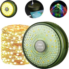 Resim Şarjlı 10 Metre Ledli Şarj Göstergeli 8 Işık Modlu Hareketli Ve Flaşör Modlu Kamp Lambası Led Işık Siyah 