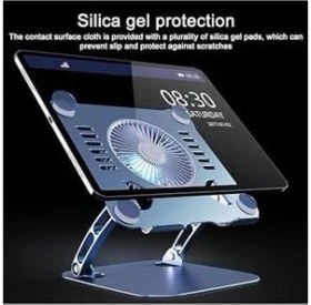 Resim Renklimestore Dizüstü Bilgisayar Standı, Ayarlanabilir Yükseklik, Soğutucu Fanlı, Alüminyum, Gümüş 