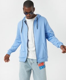 Resim Fermuarlı Kapşonlu Sweatshirt 