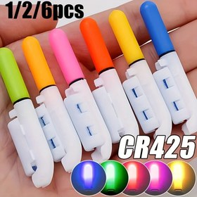 Resim YENİ 1/2/6 adet Gece Balıkçılığı Elektronik Kamış LED Işık Çubuğu Luminous Renk Parıltı Rock Balıkçılığı Yüzer Kamış Uç Işığı Yem Bıçak Göstergesi Balıkçılık Aksesuarı CR425 Bataryasız, Batarya Olmadan 