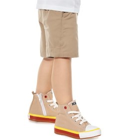 Resim Kiko Kids Tinna Bağcıklı Erkek Çocuk Boğazlı Keten Spor Ayakkabı Bej 