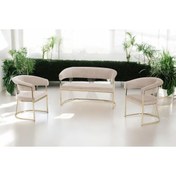 Resim Rozexi Rio Çay Seti Takımı Koltuk Takımı Oturma Odası Kafe Antre Hol Ofis 2+1+1 Gold Metal 