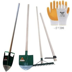 Resim 9 Parça Bağ Bahçe Set Saplı Fide Dikme Bel Depkili Kürek Tırmık Üçgen Çapa + Eldiven 