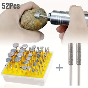 Resim Taş Oyma Seti Elmas Taşlama Ucu 52 Adet Cilalama Kiti ile Uyumlu Elmas Uçlar 1/8" (3mm) Shank Aksesuarları Taş Cam Seramikler Oyma, Cilalama, Taşlama için 