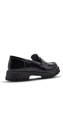 Resim Kids A More Kids A More Vintage Deri Loafer Kız Çocuk Okul Ayakkabısı Siyah Rugan 