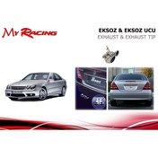 Resim Niken Mercedes W203 Egzoz Ucu Krom Çift Çıkış Komple Set 