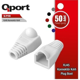 Resim Qport Q-P5B Rj45 Konnektör Kilifi 50Li Paket Beyaz 