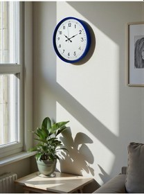 Resim 36 Cm Lacivert Dekoratif Duvar Saati Mavi - Beyaz 