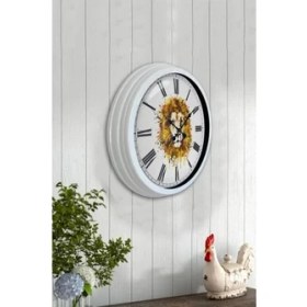 Resim Bahat Tedarik Salon Ofis Duvar Saati Beyaz Alüminyum Metal Çerçeve 40 cm 
