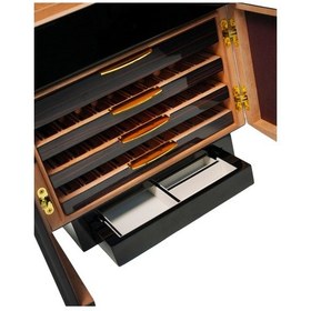 Resim Premiumquality Buenos Siyah-kahverengi Sedir Humidor Puro Kutusu 