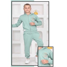 Resim Fermuarlı Kapüşonlu Okul Takımları Beyaz - Mor 