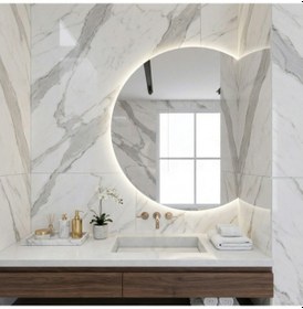 Resim 40x50 Cm Yuvarlak Led Banyo Aynası Dokunmatik, Dim Edilebilir, 6500k Beyaz Işık Beyaz 