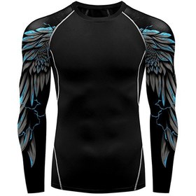 Resim Feelıncolor Erkekler İçin Kanat Grafik T-shirt Uzun Kollu Gym Fitness Tayt Çabuk Kuruyan Egzersizblack Black 