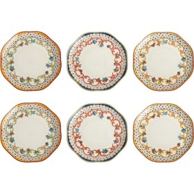 Resim LuckyArt Lucky Art Fiora Bone 19 cm 6'lı Tabak Seti 