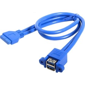 Resim Alfais 4993 USB 3.0 19 20 Pin Dişi To 2x Anakart Panel Tipi Kablo 