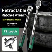 Resim MZZ 72 Dişli Geri Çekilebilir Ratchet Anahtar, 1/2" 3/8" 1/4" Evrensel İki Yönlü Manuel Hızlı Uzatma Soket Anahtarı, Ayarlanabilir Yükseklik, Dayanıklı Krom Vanadyum Çelik Yapı, Yeşil ve Siyah Kolu, Otomotiv Aracı | Ayarlanabilir Anahtar | Krom Vanadyum Çelik, Soket Anahtarı 