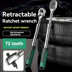 Resim MZZ 72 Dişli Geri Çekilebilir Ratchet Anahtar, 1/2" 3/8" 1/4" Evrensel İki Yönlü Manuel Hızlı Uzatma Soket Anahtarı, Ayarlanabilir Yükseklik, Dayanıklı Krom Vanadyum Çelik Yapı, Yeşil ve Siyah Kolu, Otomotiv Aracı | Ayarlanabilir Anahtar | Krom Vanadyum Çelik, Soket Anahtarı 