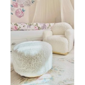Resim Breda Home Concept Teddy Gold Ayaklı Çocuk Bebek Koltuğu Sandalyesi ve Pufu 