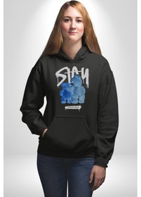 Resim Birlikte Kal Kadın Erkek Siyah Kapüşonlu Sweatshirt Hoodie Siyah 