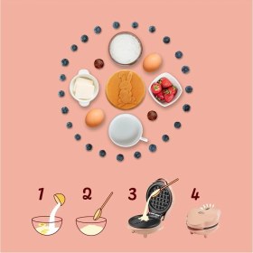 Resim Mini Paskalya Tavşanı Waffle Makinesi,yapışmaz Kaplama, 550W, Sevimli Tasarım 