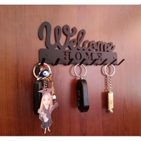 Resim Lazer Anahtar Askısı Welcome Mat Siyah Mat Siyah 
