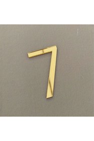 Resim zafrakreklam Kapı Daire Numarası 1 mm Gold Ayna Pleksi Yapışkanlı No -7 yedi 