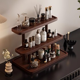 Resim Üst Raflı Çok Katlı Ahşap Makyaj Organizeri - Ağır Hizmet Tipi Sağlam Yapı, Banyo, Makyaj Masası, Mutfak, Mücevher, Parfümler için Yerden Tasarruf Sağlayan Dikey Tasarım - Kolay Kurulum Gerekli, Makyaj Masası, Mücevher Sergileme, Mücevherseverler 